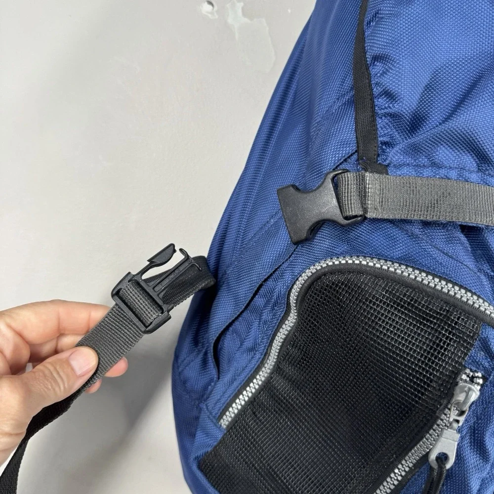 Eddie Bauer Vtg Y2K Blue Nylon Rucksack Camping Outdoor Hiking Backpack 17